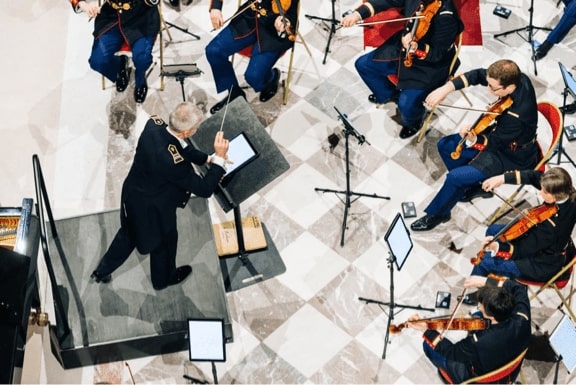 The French Republican Guard Symphony Orchestra performs with Newzik at Les Invalides in Paris